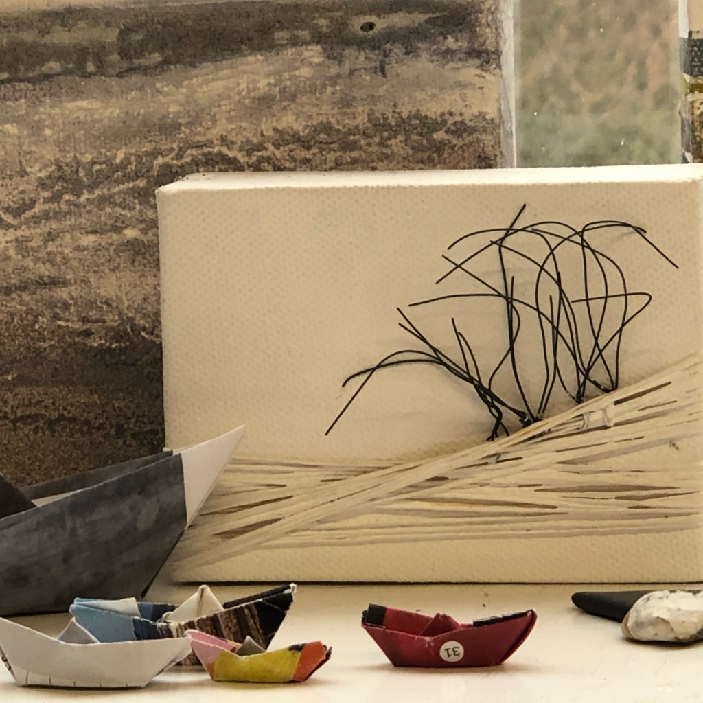 drawing with wire and paper string.
